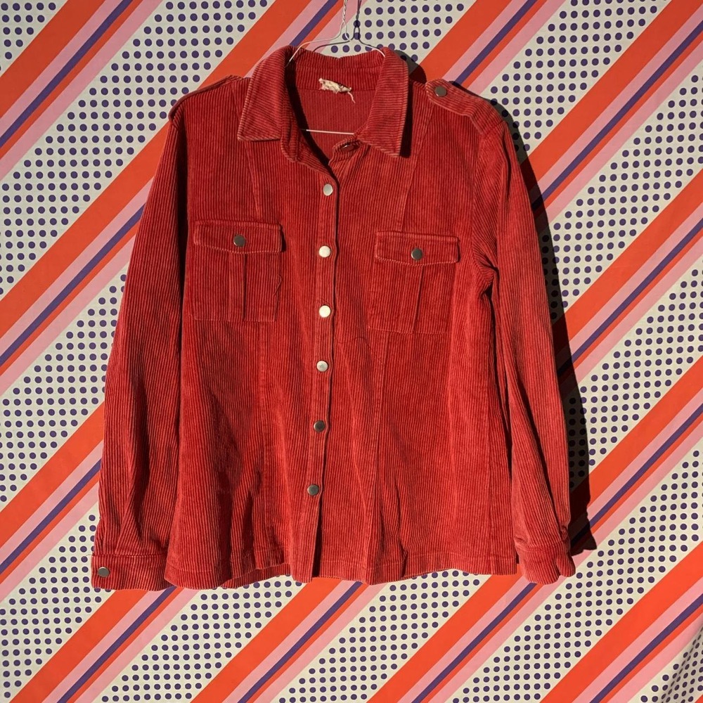 Bibi Vintage 90s Burgundy Corduroy Button Up Shirt Jacket XL